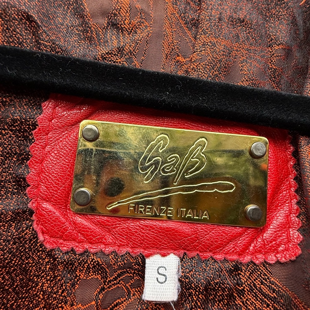 Vintage Gab Firenze Italia Red and Black Leather Jacket